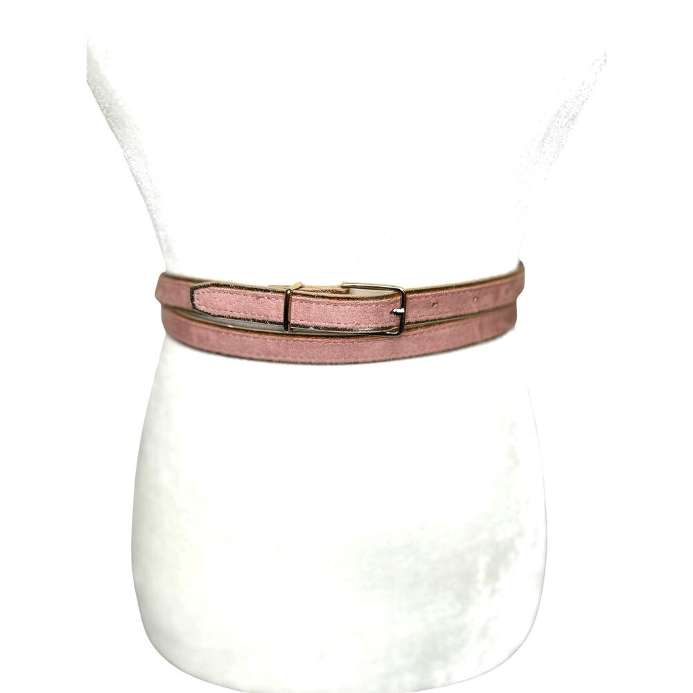 Torrid Set of 2 Skinny Belts Size 3 / 3X Pink Rose Gold/Brown Bronze Faux Suede